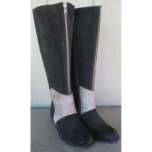 Vintage Corral Black Womens‎ Cowboy Boots Size 7 Suede Full Zip 17" Tall Knee Hi